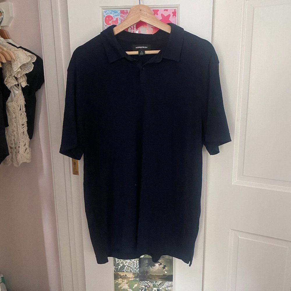 Navy Blue Button Down Men's Polo